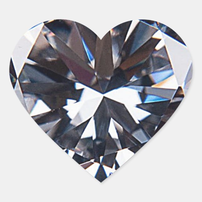 Faceted Elegant Diamond Gem Image Heart Sticker (Front)
