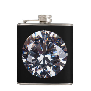 Faceted Elegant Diamond Gem Image Hip Flask