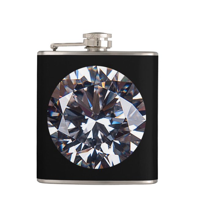 Faceted Elegant Diamond Gem Image Hip Flask (Front)