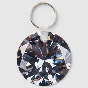 Faceted Elegant Diamond Gem Image Key Ring