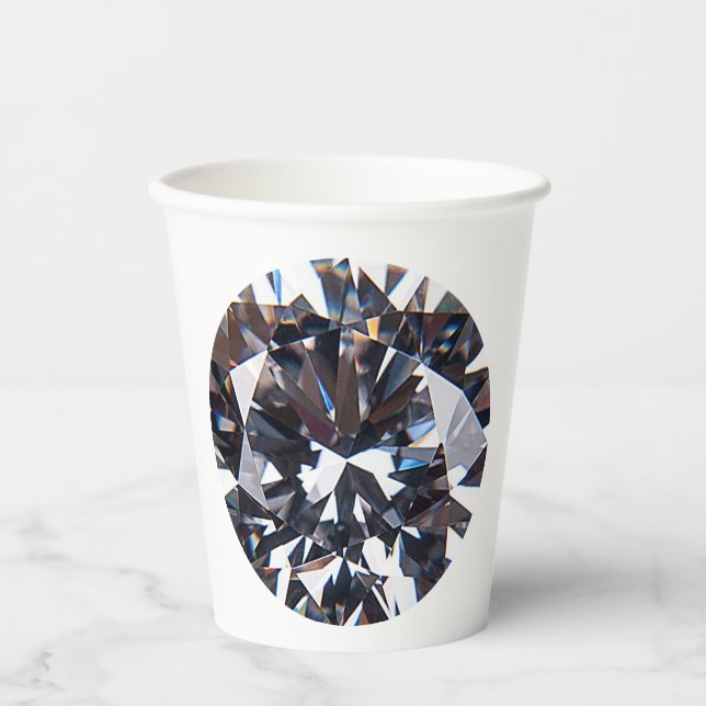 Faceted Elegant Diamond Gem Image Paper Cups (Front)