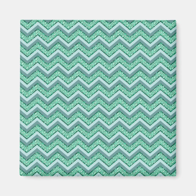 Faceted Emerald Chevron Pattern Magnet (Front)
