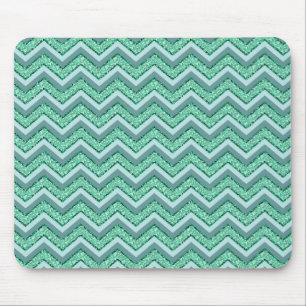 Faceted Emerald Chevron Pattern Mouse Mat