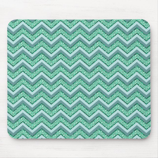 Faceted Emerald Chevron Pattern Mouse Mat (Front)