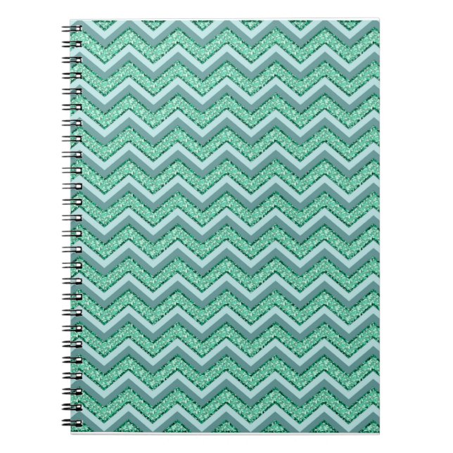 Faceted Emerald Chevron Pattern Notebook (Front)