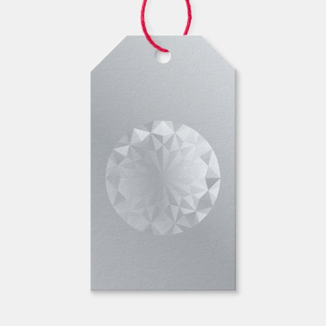 Faceted Gem Aluminium Grey Gift Tags (Front)