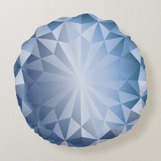 Faceted Gem Blue Ice Round Cushion (Back)