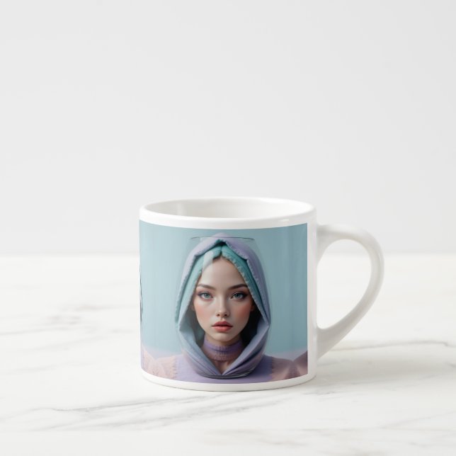 Faceted Sand Art Woman Espresso Cup (Right)