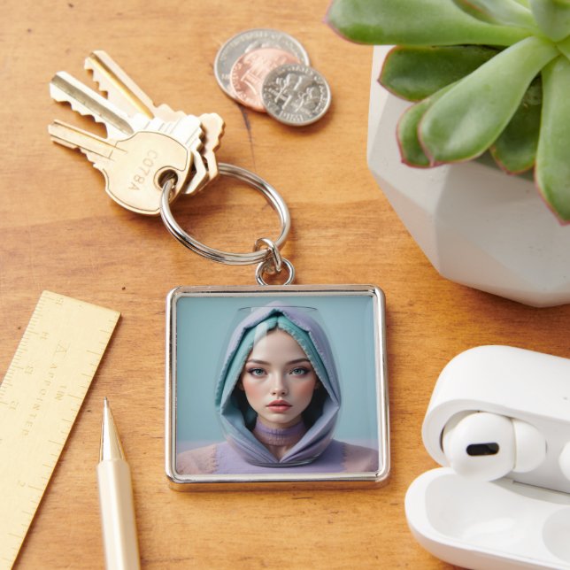 Faceted Sand Art Woman Key Ring (Desk)