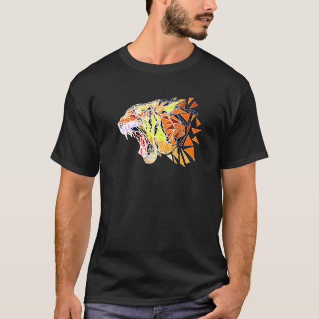 Faceted Tiger Head Wildlife Wilderness Predator Bi T-Shirt (Front)