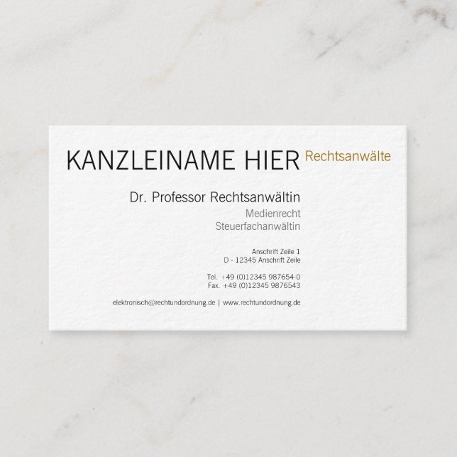 Fachanwalt Visitenkarte Business Card (Front)