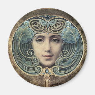 Fächer auf goldenem Grund by Louis Welden Hawkins Magnet