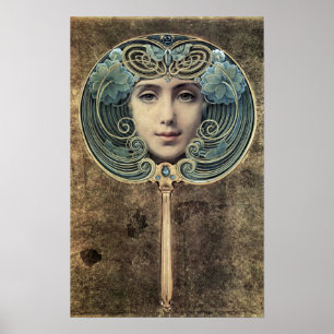 Fächer auf goldenem Grund by Louis Welden Hawkins Poster