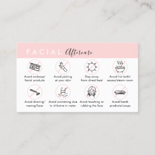Facial Aftercare Advices Post Instruction Business Card