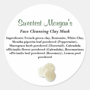 Facial Cleansing Clay Mask Ingredients Round Label