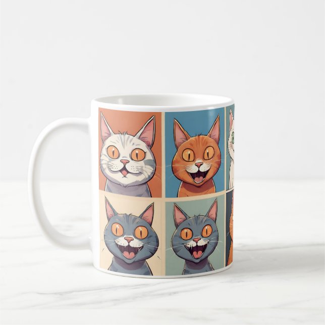Facial expressions of happy cats coffee mug (Left)