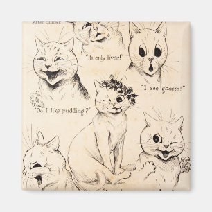 Facial Expressions of Various Cats, Louis Wain Magnet