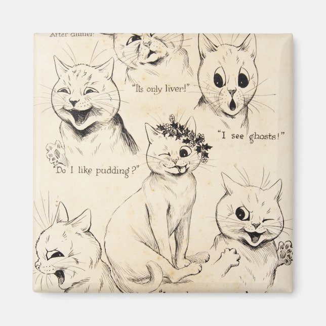 Facial Expressions of Various Cats, Louis Wain Magnet (Front)