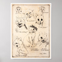 Facial Expressions of Various Cats, Louis Wain
