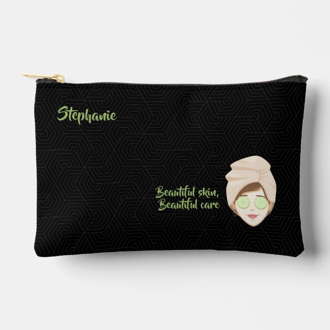 Facial Spa Day Black Accessory Pouch (Front)