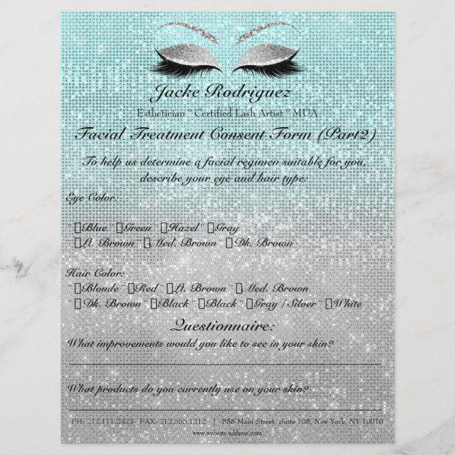 Facial Treatment Consent Form Blue Gray Flyer (Front)