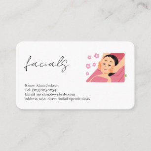 facials services editable business card