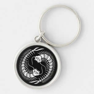 Facing Centipedes circle Key Ring