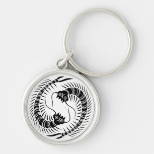 Facing Centipedes circle Key Ring