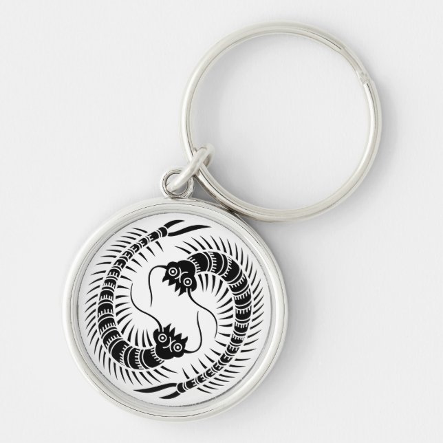 Facing Centipedes circle Key Ring (Front)