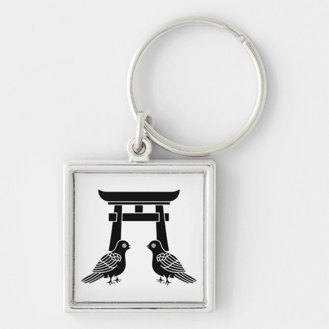 Facing doves and Torii Key Ring (Front)