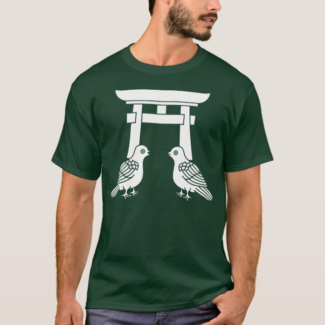 Facing doves and Torii T-Shirt (Front)