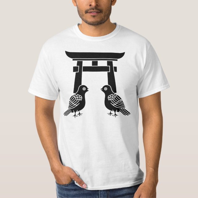 Facing doves and Torii T-Shirt (Front)