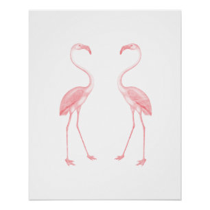 Facing Flamingos Poster