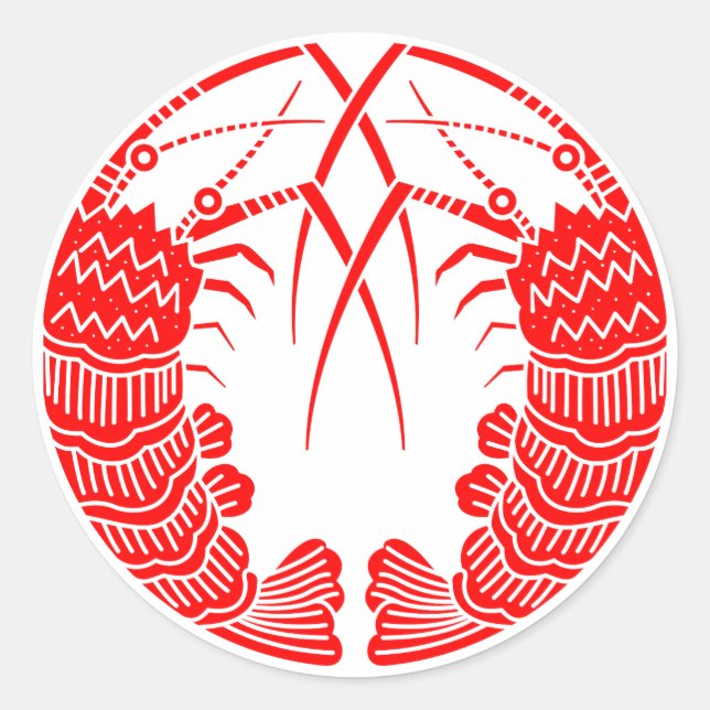 Facing spiny lobsters classic round sticker (Front)