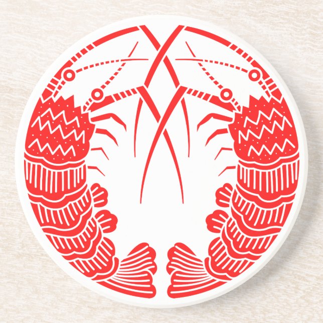 Facing spiny lobsters coaster (Front)
