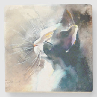 "Facing the Sun" Cat Print Stone Coaster