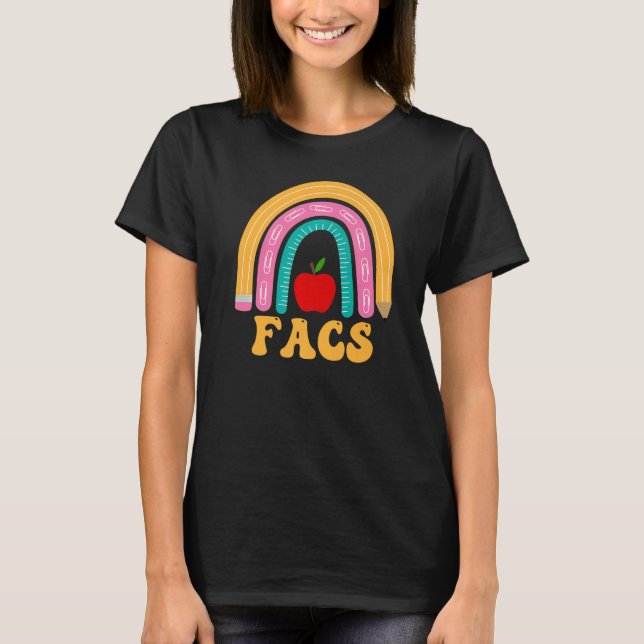 Facs Rainbow Pencil Apple Women Back To School App T-Shirt (Front)
