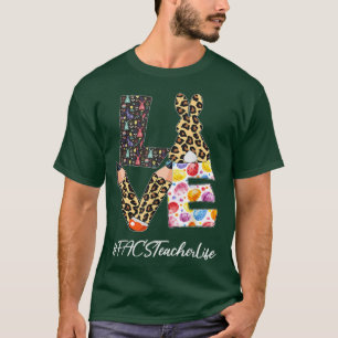 FACS Teacher Love Pencil Easter Day Bunny Leopard  T-Shirt