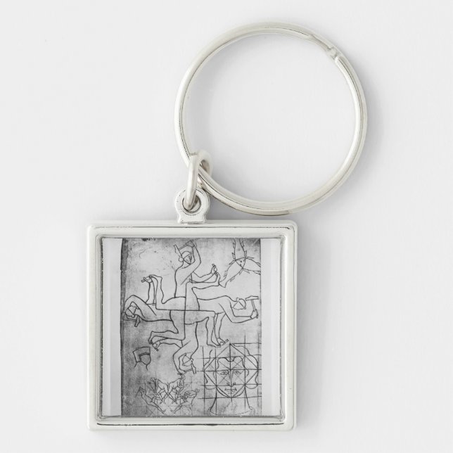 Facsimile copy of Ms Fr Studies of men Key Ring (Front)