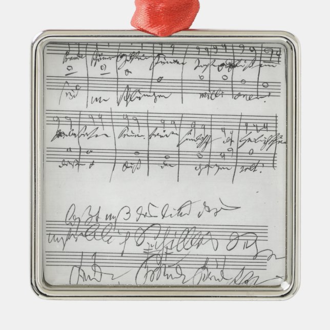 Facsimile of a page of music metal tree decoration (Front)