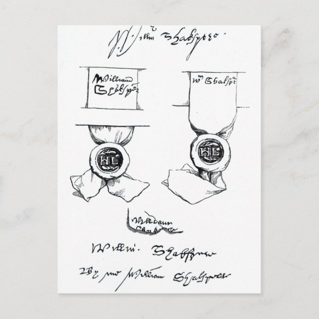 Facsimiles of William Shakespeare's signature Postcard (Front)