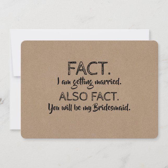 FACT Funny Bridesmaid or Maid of Honour Proposal Invitation (Front)
