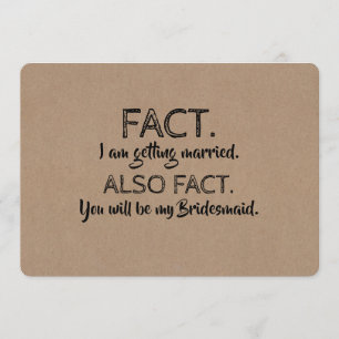 FACT Funny Bridesmaid or Maid of Honour Proposal Invitation