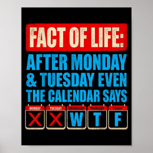 Fact Of Life Calendar Says What On Earth Humour Poster