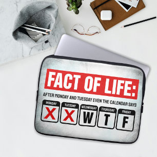 Fact of Life Calendar Says WTF Humour Laptop Sleeve
