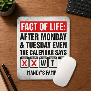 Fact of Life Calendar Says WTF Humour Mouse Mat