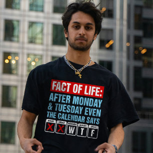 Fact of Life Calendar Says WTF Humour T-Shirt
