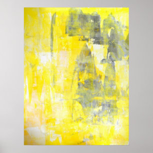 'Factor' Gray and Yellow Abstract Art Poster Print