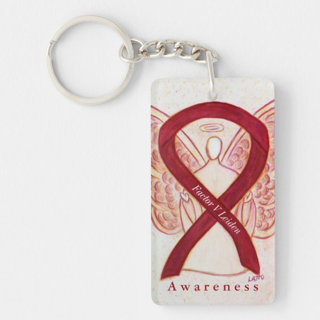 Factor V Leiden Angel Awareness Ribbon Keychain (Front)