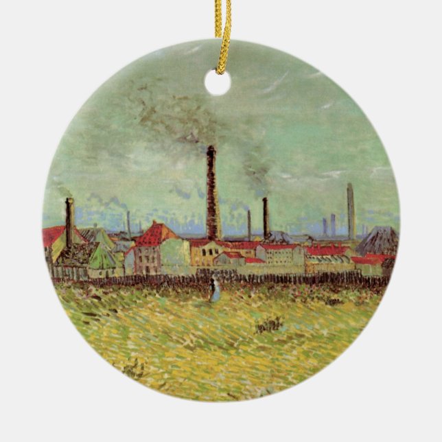 Factories at Asnieres by Vincent van Gogh Ceramic Tree Decoration (Front)